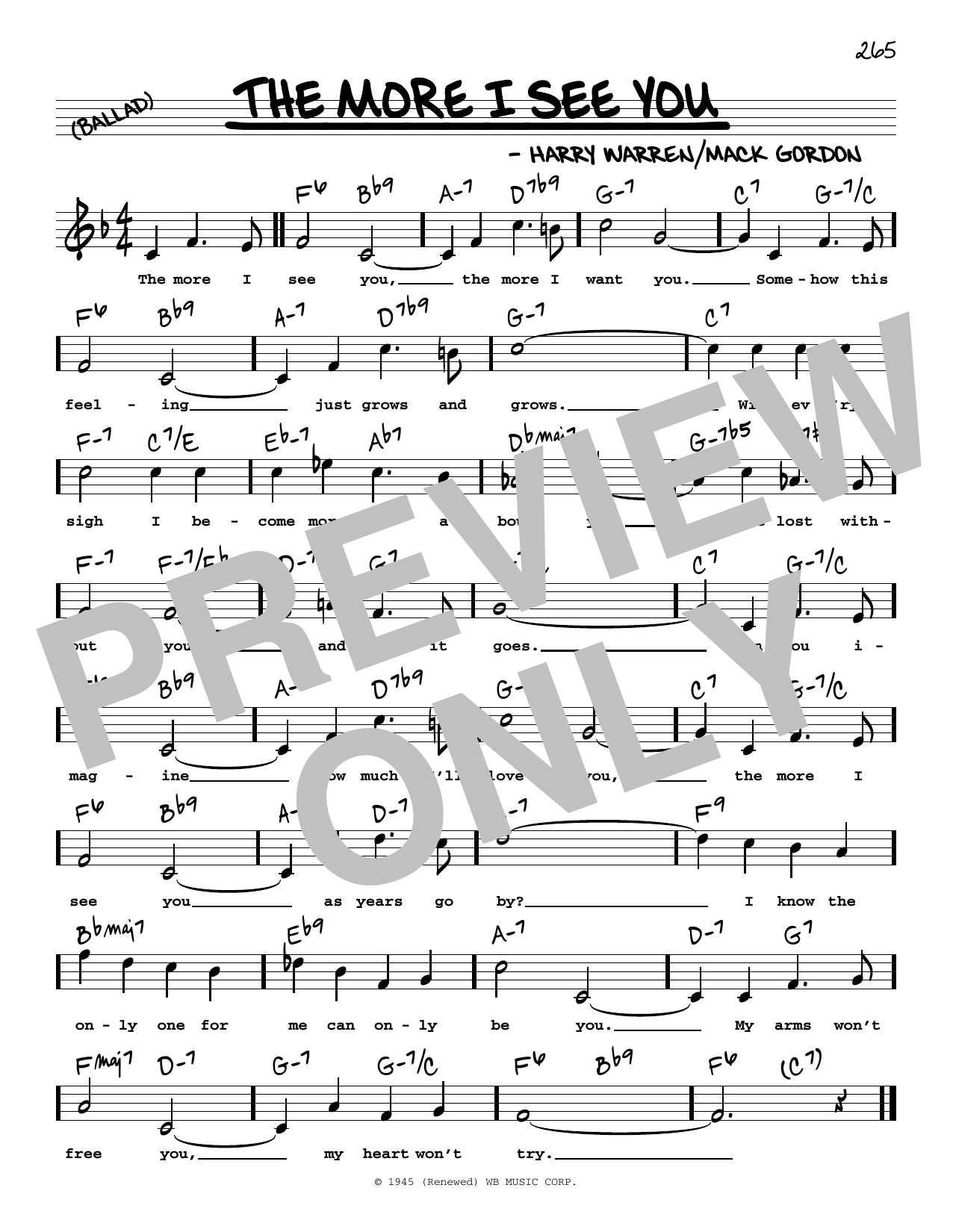 Harry Warren The More I See You (High Voice) Sheet Music Notes & Chords for Real Book – Melody, Lyrics & Chords - Download or Print PDF