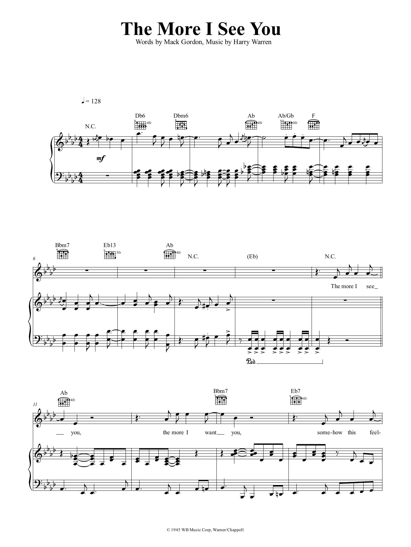 Harry Warren The More I See You Sheet Music Notes & Chords for Easy Piano - Download or Print PDF