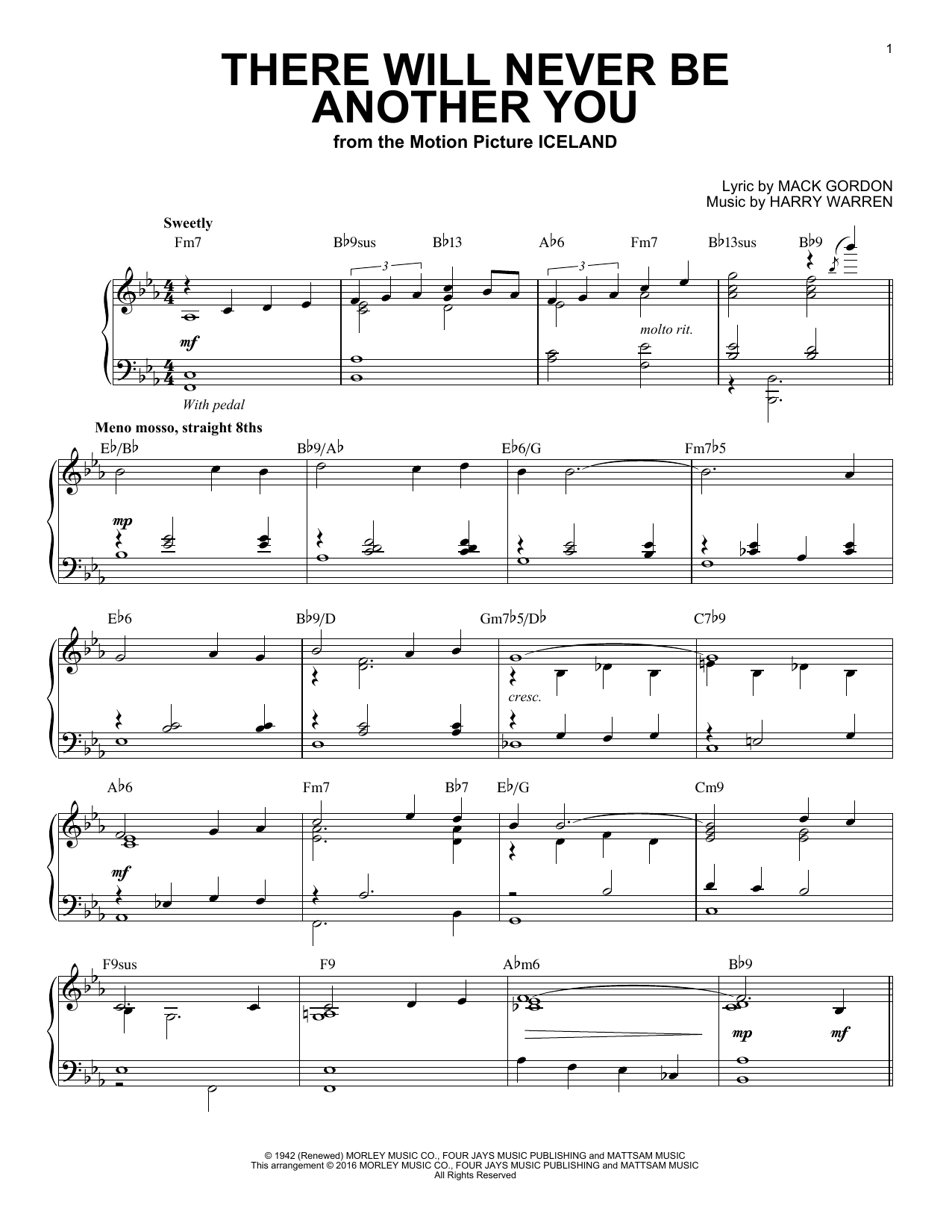 Harry Warren There Will Never Be Another You (arr. Brent Edstrom) Sheet Music Notes & Chords for Piano - Download or Print PDF