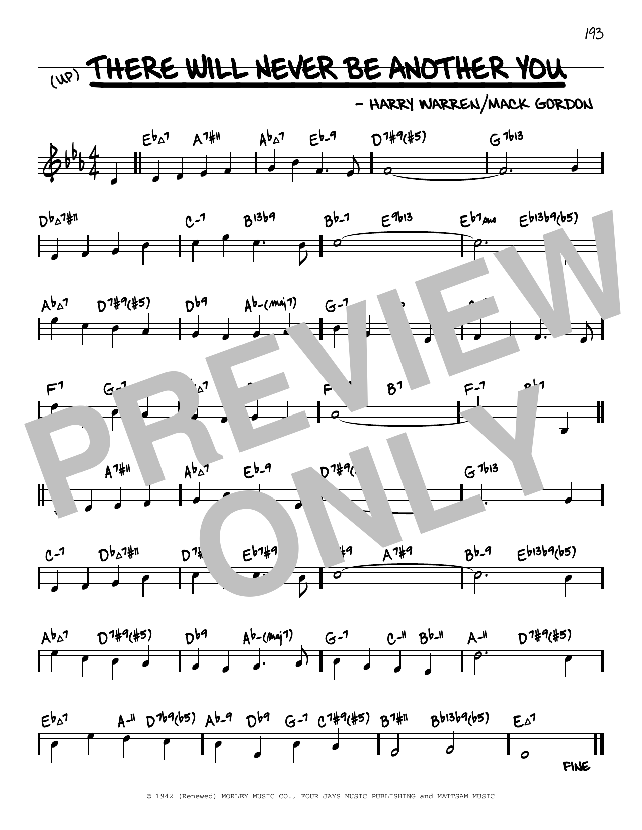 Harry Warren There Will Never Be Another You (arr. David Hazeltine) Sheet Music Notes & Chords for Real Book – Enhanced Chords - Download or Print PDF