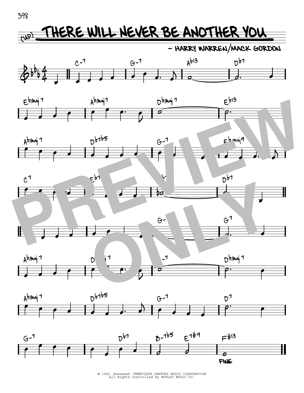 Harry Warren There Will Never Be Another You [Reharmonized version] (arr. Jack Grassel) Sheet Music Notes & Chords for Real Book – Melody & Chords - Download or Print PDF