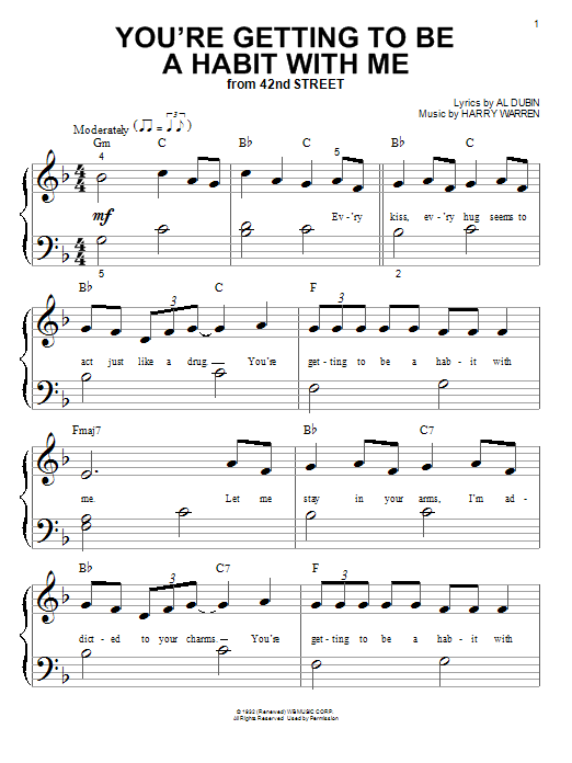 Harry Warren You're Getting To Be A Habit With Me Sheet Music Notes & Chords for Piano, Vocal & Guitar (Right-Hand Melody) - Download or Print PDF