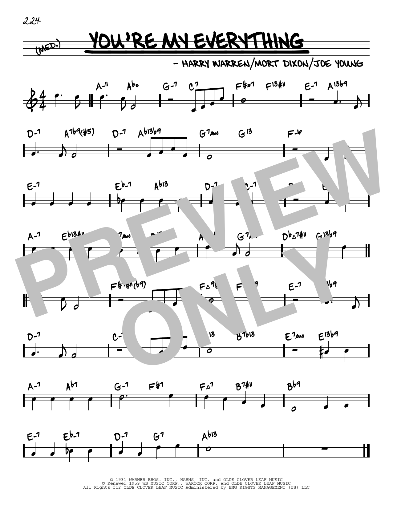 Harry Warren You're My Everything (arr. David Hazeltine) Sheet Music Notes & Chords for Real Book – Enhanced Chords - Download or Print PDF