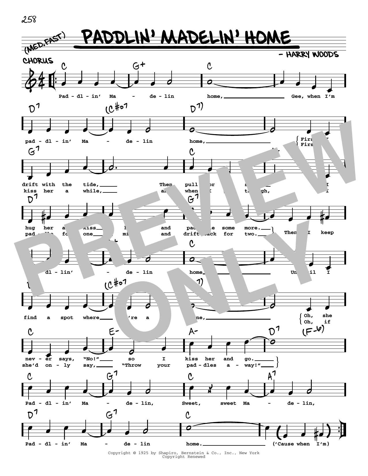 Harry Woods Paddlin' Madelin' Home (arr. Robert Rawlins) Sheet Music Notes & Chords for Real Book – Melody, Lyrics & Chords - Download or Print PDF