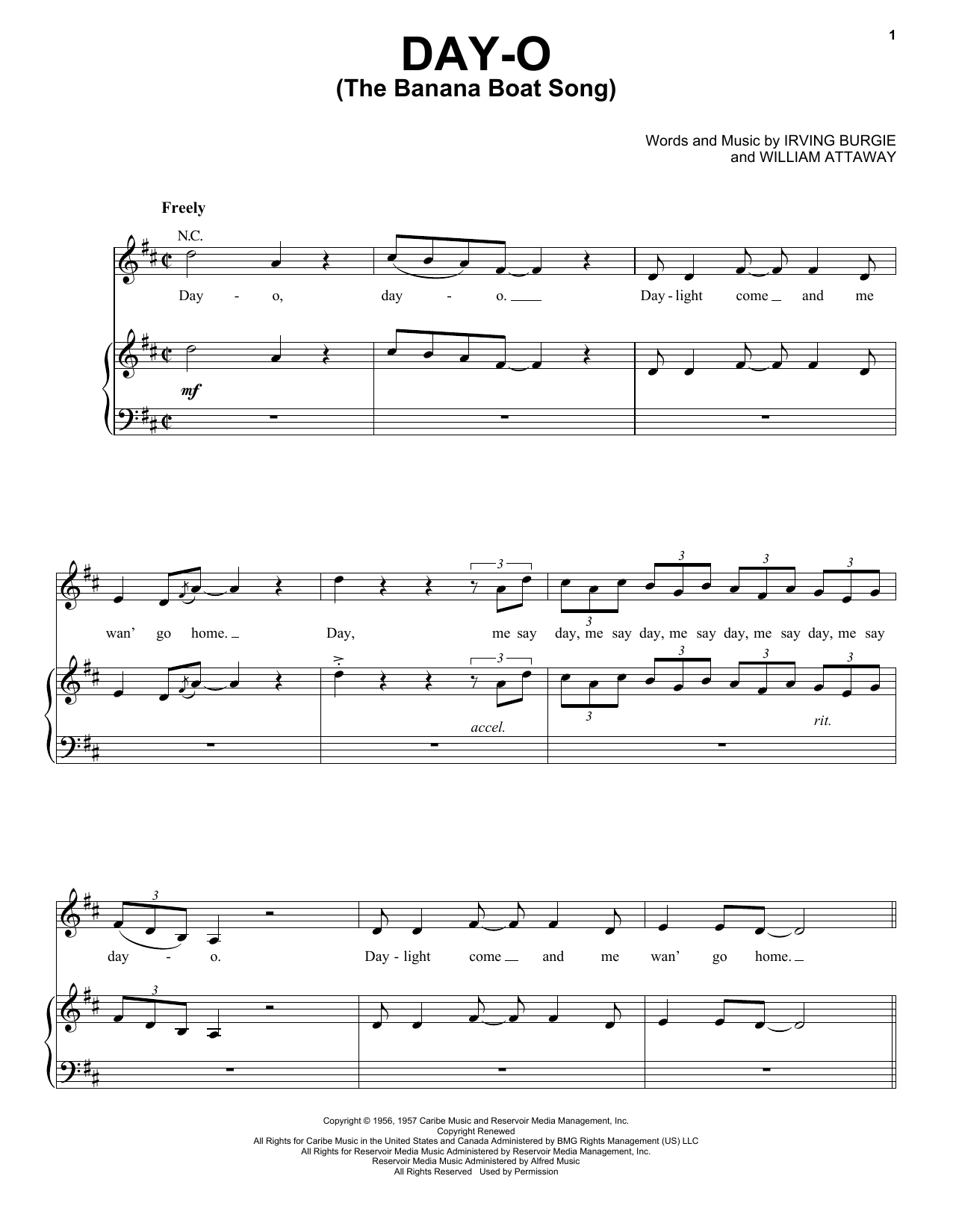 Day-O (The Banana Boat Song) sheet music