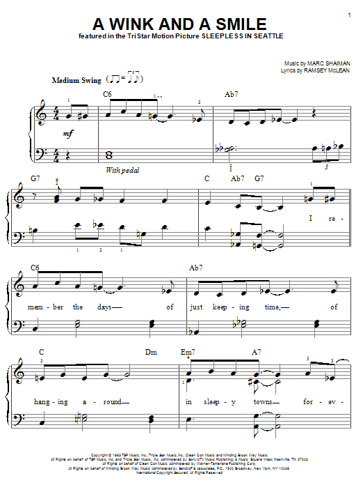 A Wink And A Smile sheet music