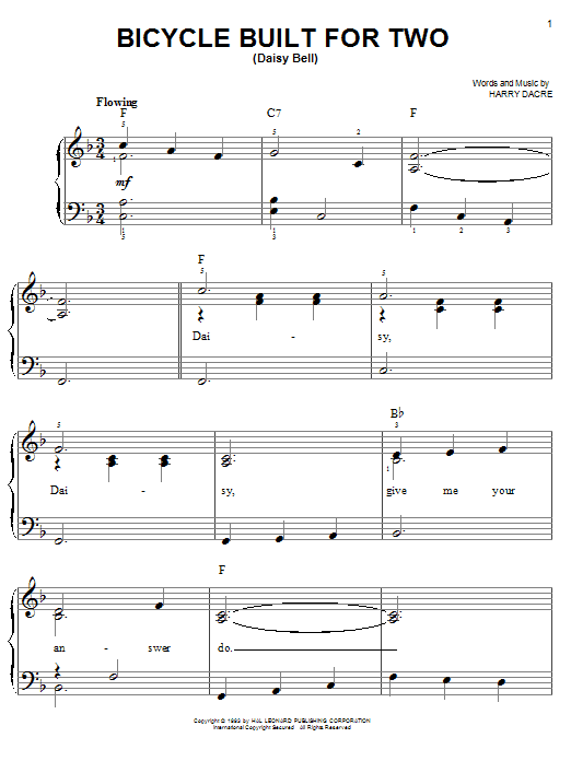 A Bicycle Built For Two (Daisy Bell) sheet music