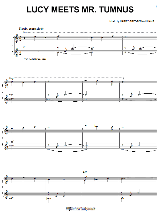 Preview Harry Gregson-Williams Lucy Meets Mr. Tumnus Film and TV sheet music, notes and chords for Easy Piano, SKU: 58525 Lucy Meets Mr. Tumnus sheet music