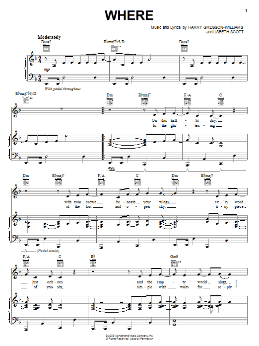 Preview Harry Gregson-Williams Where Film and TV sheet music, notes and chords for Easy Piano, SKU: 58515 Where sheet music