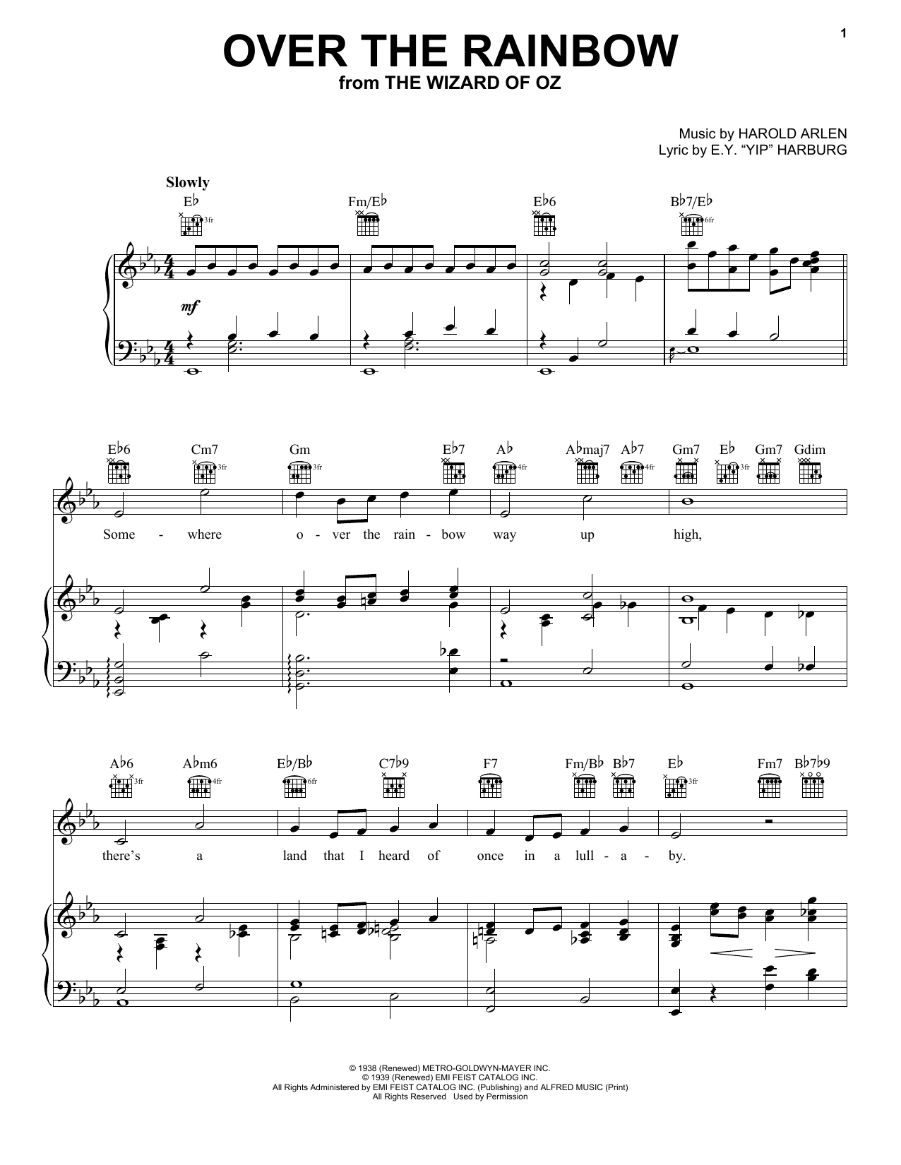 Preview Harry Nilsson Over The Rainbow Rock sheet music, notes and chords for Piano, Vocal & Guitar (Right-Hand Melody), SKU: 160258 Over The Rainbow sheet music
