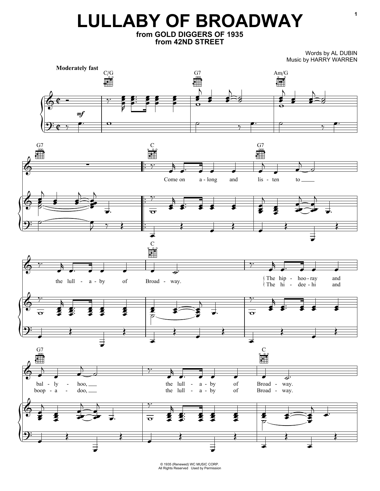 Lullaby Of Broadway sheet music