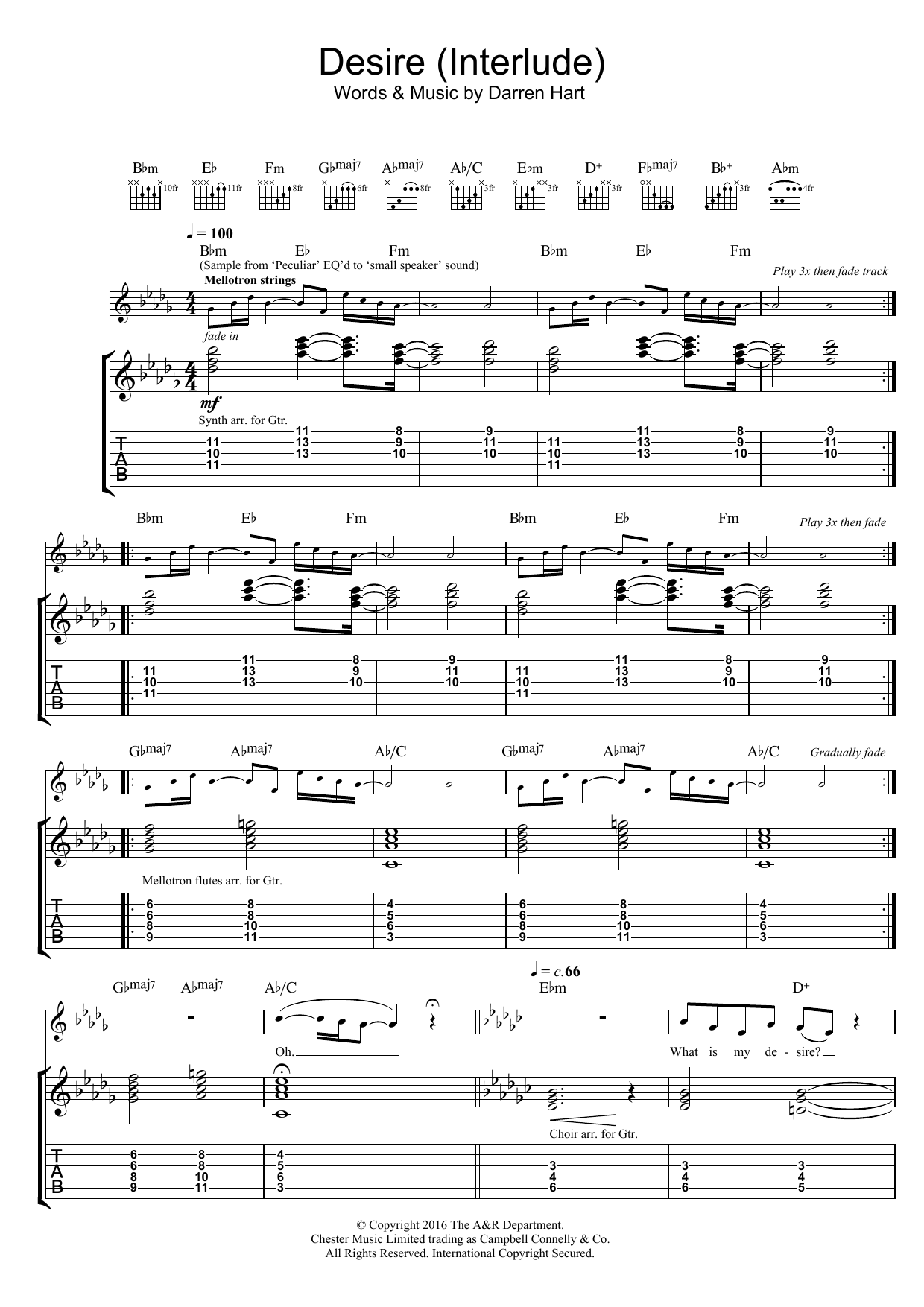 Harts Desire Sheet Music Notes & Chords for Guitar Tab - Download or Print PDF