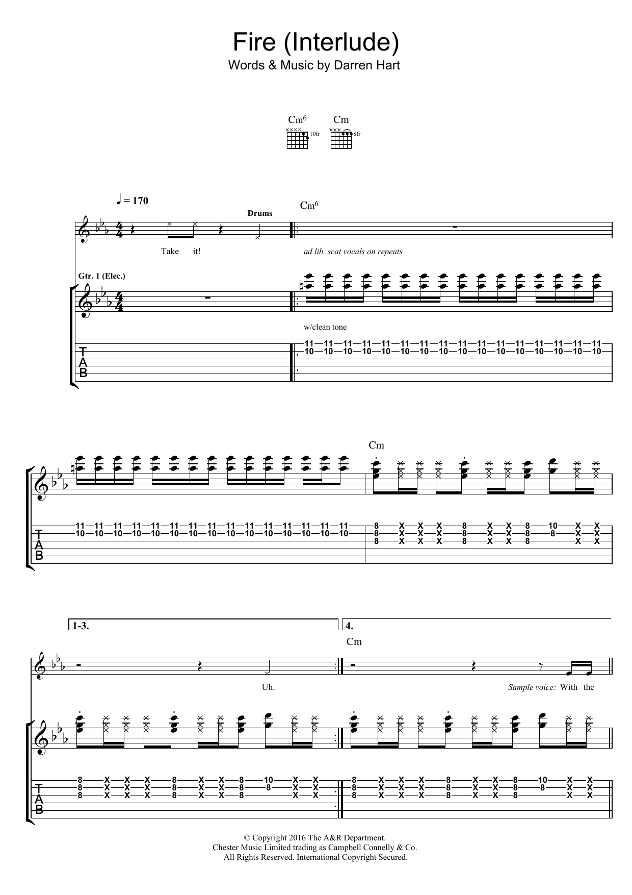 Harts Fire Sheet Music Notes & Chords for Guitar Tab - Download or Print PDF
