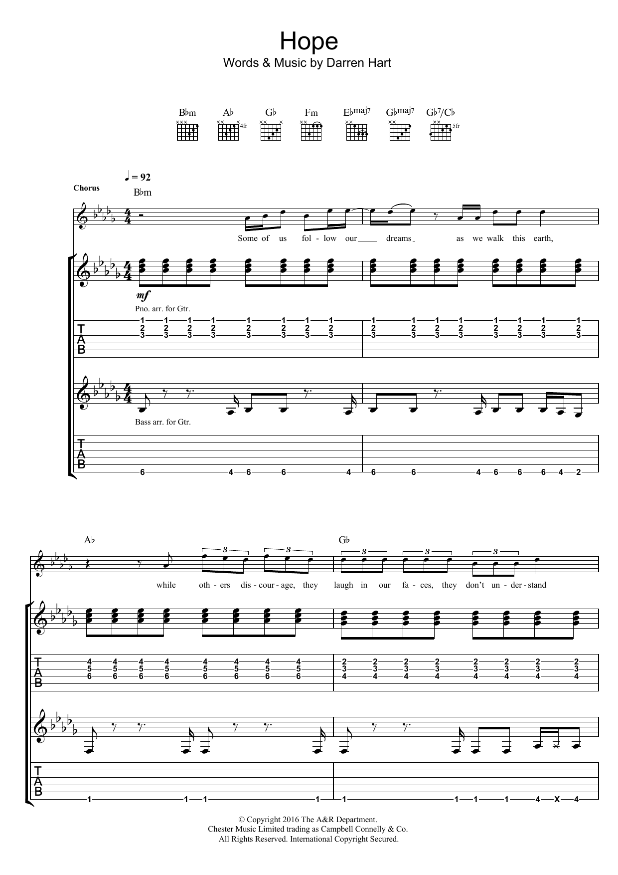 Harts Hope Sheet Music Notes & Chords for Guitar Tab - Download or Print PDF