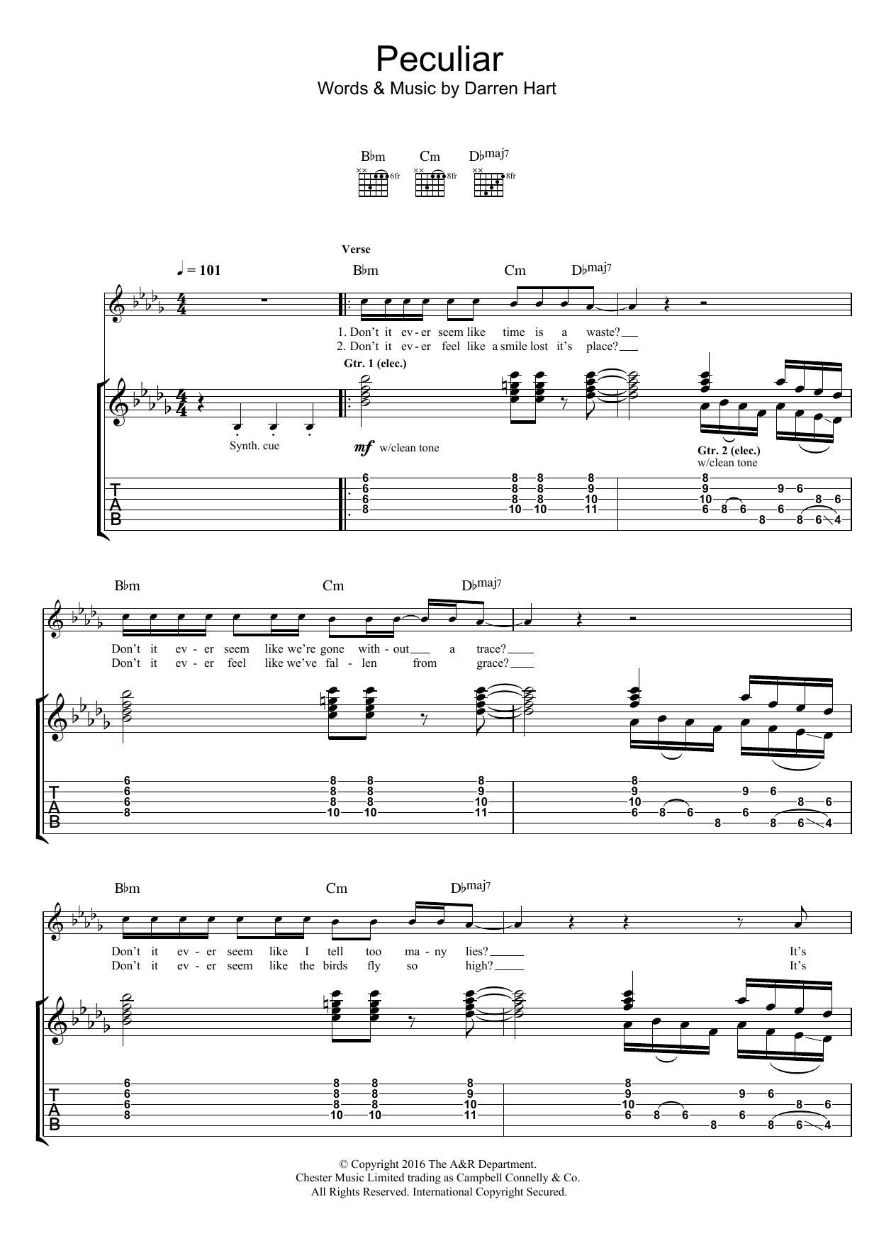 Harts Peculiar Sheet Music Notes & Chords for Guitar Tab - Download or Print PDF
