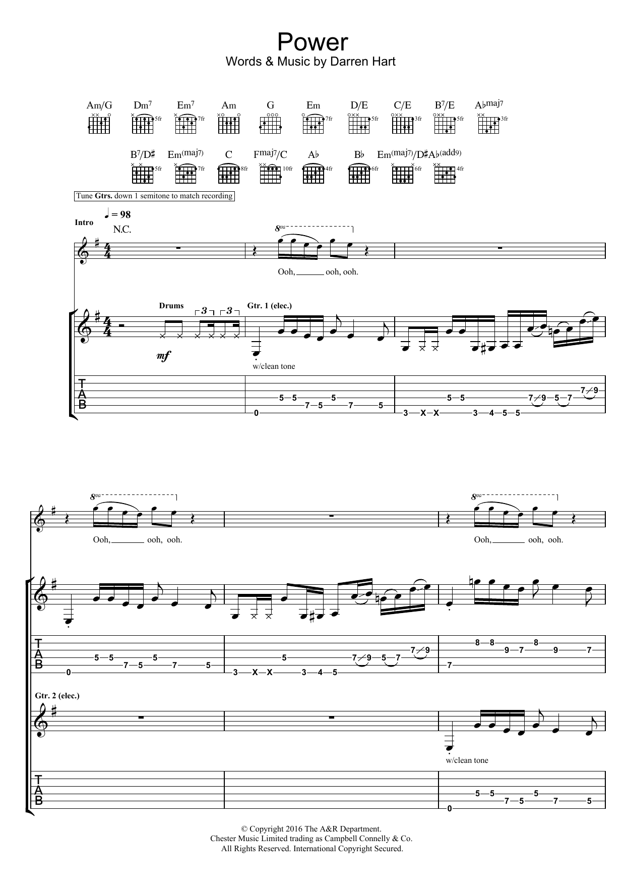 Harts Power Sheet Music Notes & Chords for Guitar Tab - Download or Print PDF