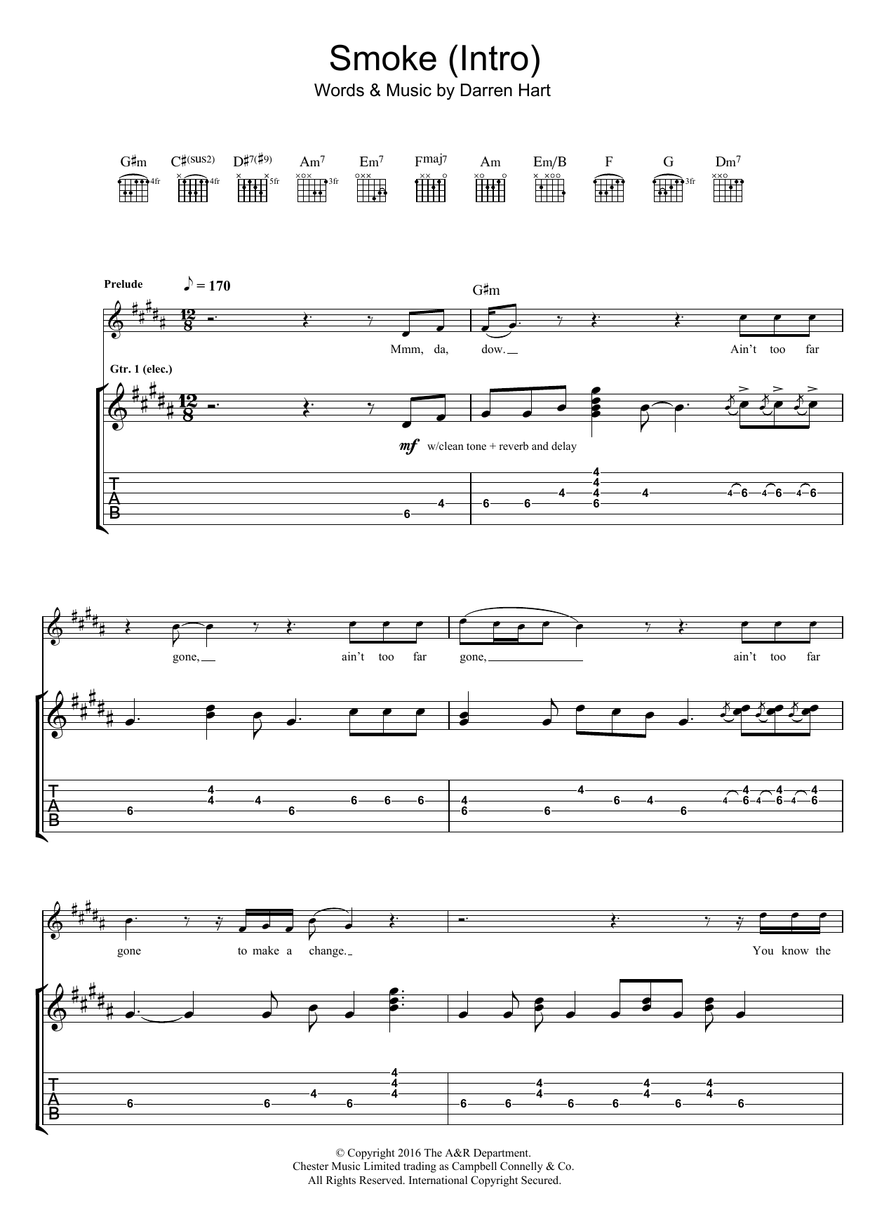 Harts Smoke (Intro) Sheet Music Notes & Chords for Guitar Tab - Download or Print PDF