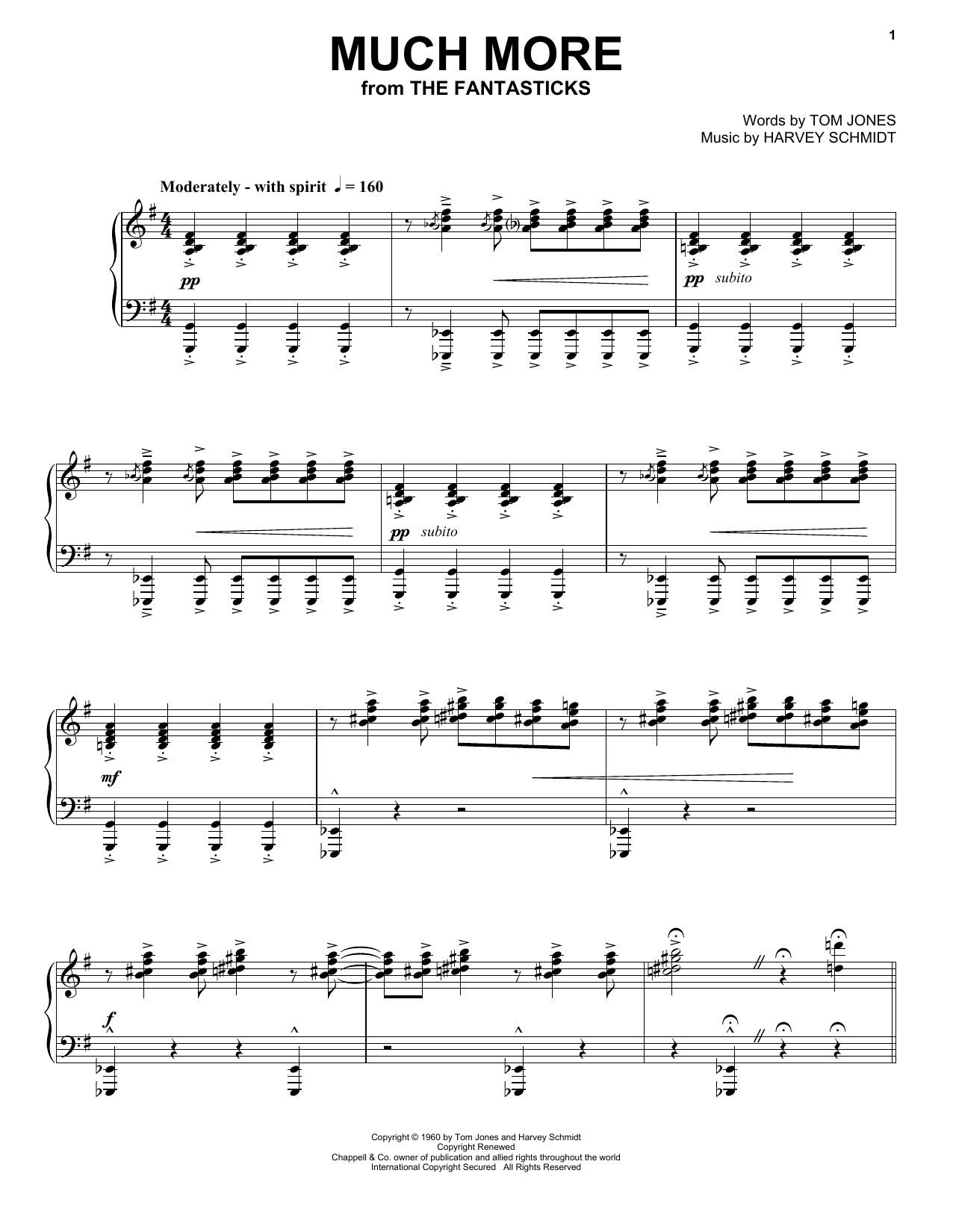 Harvey Schmidt Much More Sheet Music Notes & Chords for Piano & Vocal - Download or Print PDF