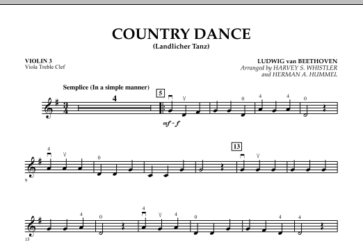 Harvey Whistler Country Dance (Landlicher Tanz) - Violin 3 (Viola Treble Clef) Sheet Music Notes & Chords for Orchestra - Download or Print PDF