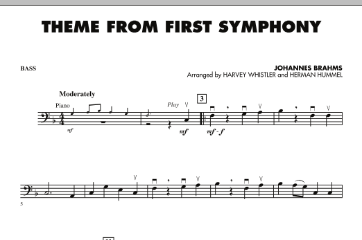 Preview Harvey Whistler Theme from First Symphony - Bass Classical sheet music, notes and chords for Orchestra, SKU: 272310 Theme from First Symphony - Bass sheet music