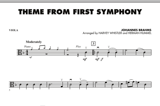Theme from First Symphony - Viola sheet music