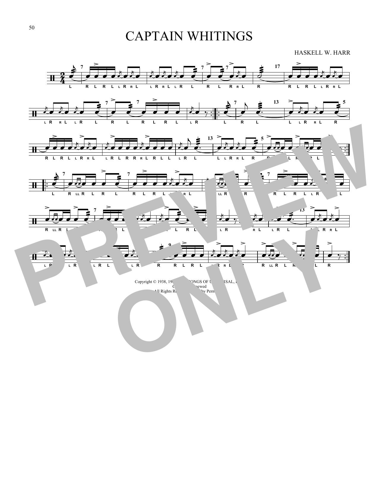 Haskell W. Harr Captain Whitings Sheet Music Notes & Chords for Snare Drum Solo - Download or Print PDF