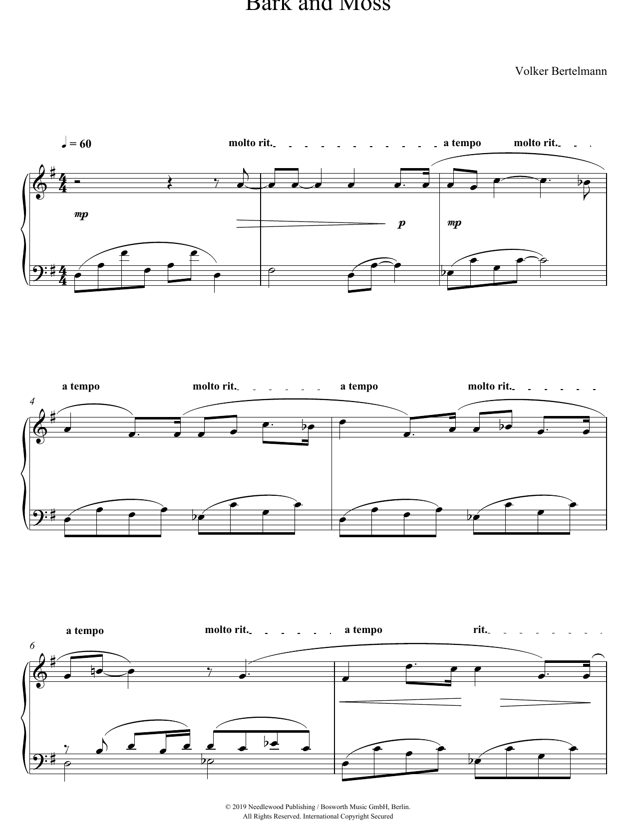 Hauschka Bark And Moss Sheet Music Notes & Chords for Piano Solo - Download or Print PDF