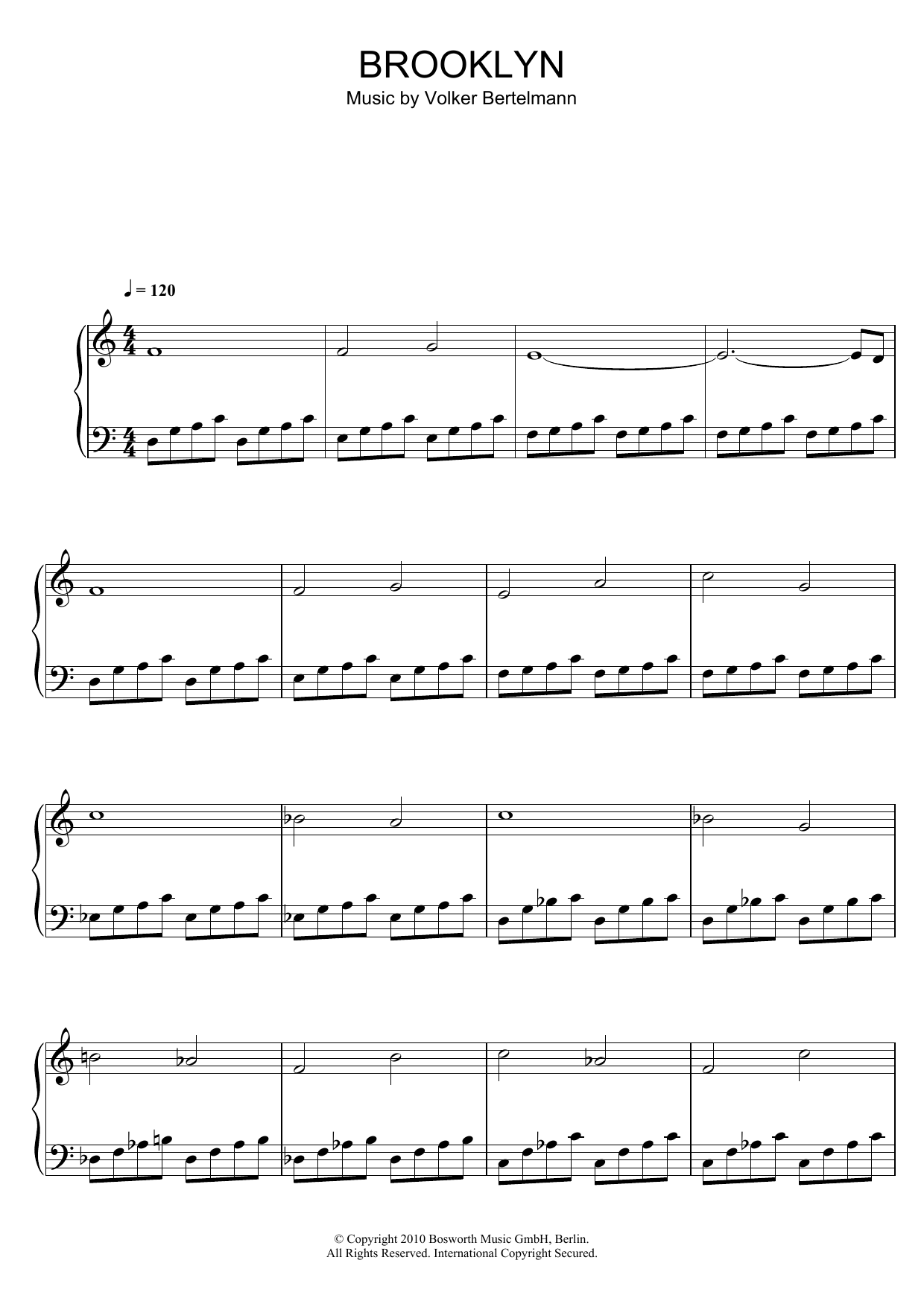 Hauschka Brooklyn Sheet Music Notes & Chords for Piano - Download or Print PDF