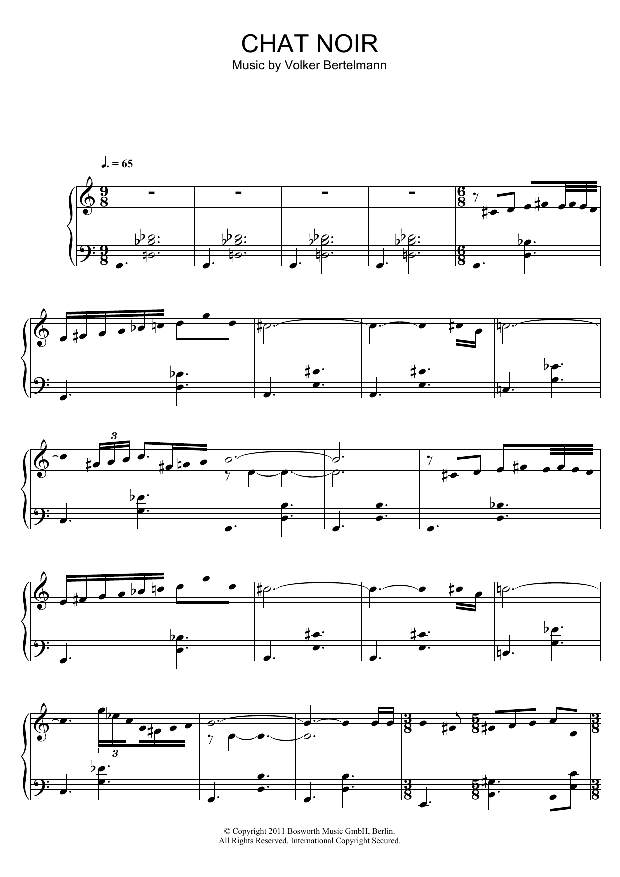 Hauschka Chat Noir Sheet Music Notes & Chords for Piano - Download or Print PDF