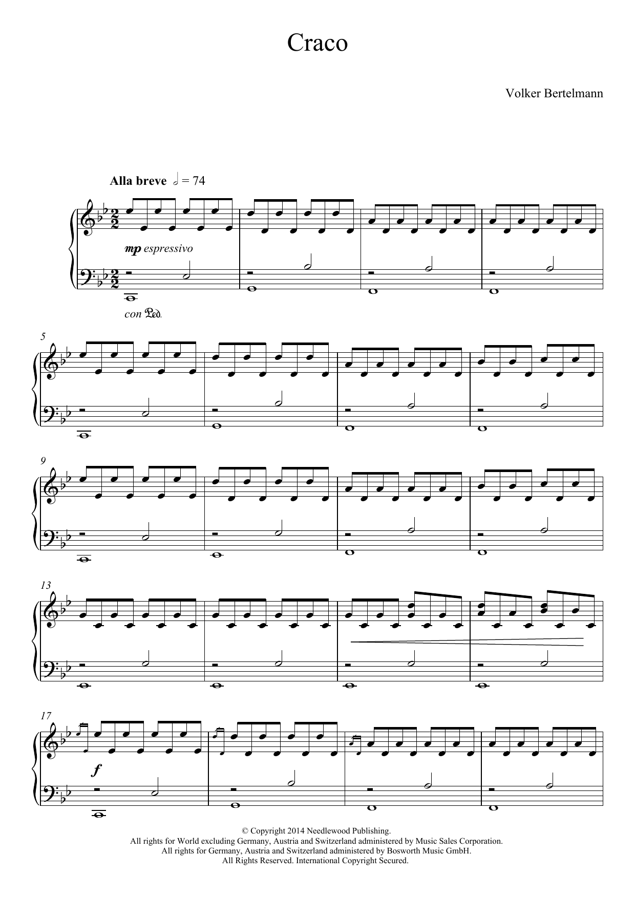 Hauschka Craco Sheet Music Notes & Chords for Piano - Download or Print PDF