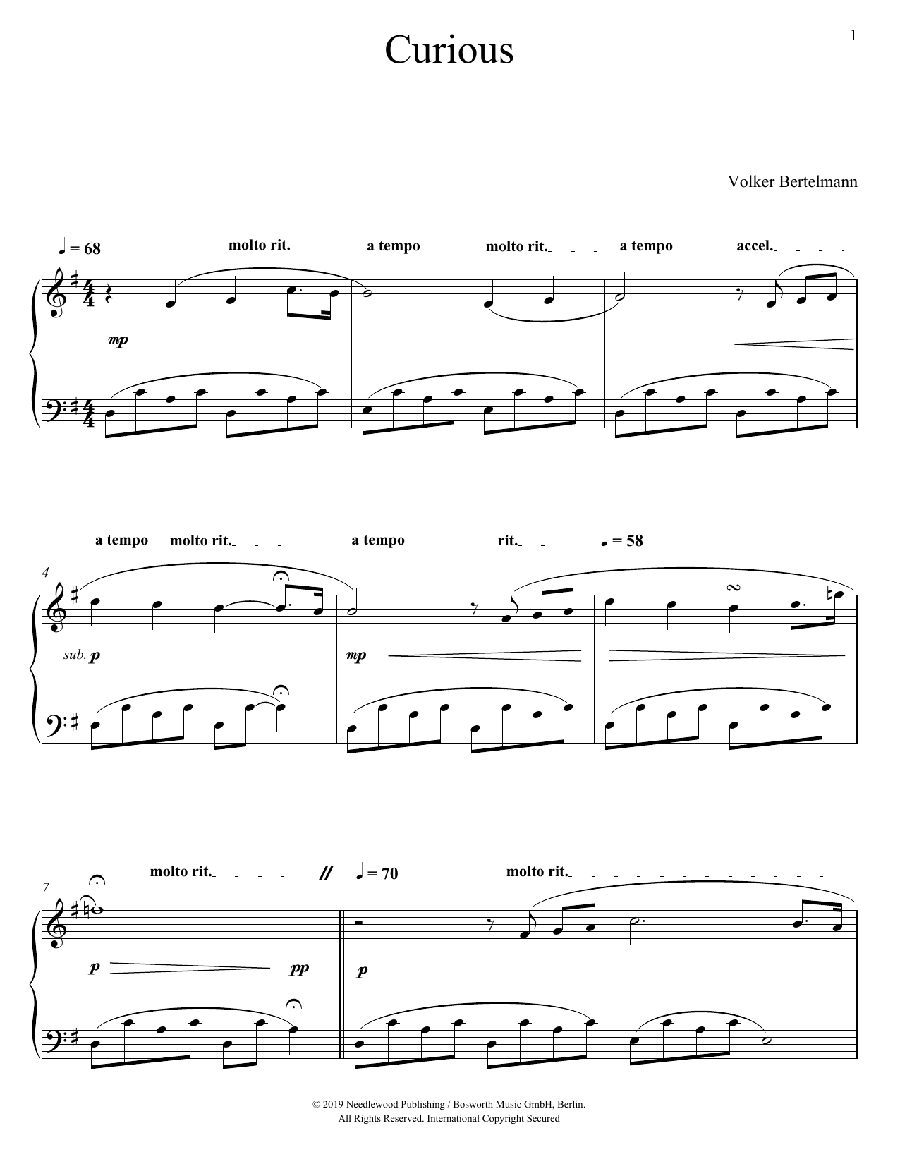 Hauschka Curious Sheet Music Notes & Chords for Piano Solo - Download or Print PDF