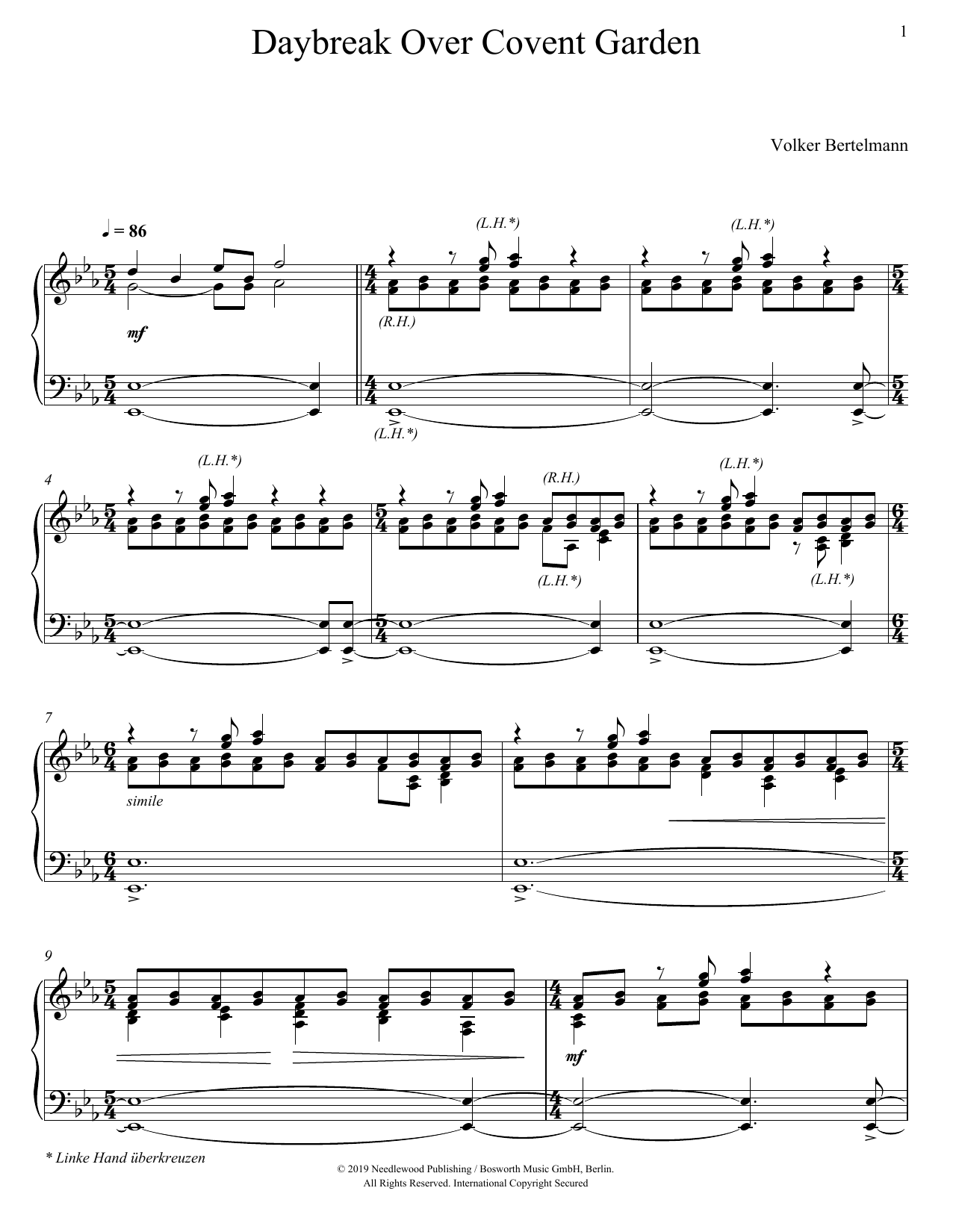 Hauschka Daybreak Over Covent Garden Sheet Music Notes & Chords for Piano Solo - Download or Print PDF