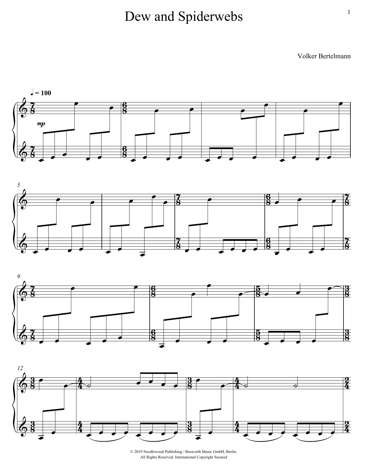 Hauschka Dew And Spiderwebs Sheet Music Notes & Chords for Piano Solo - Download or Print PDF