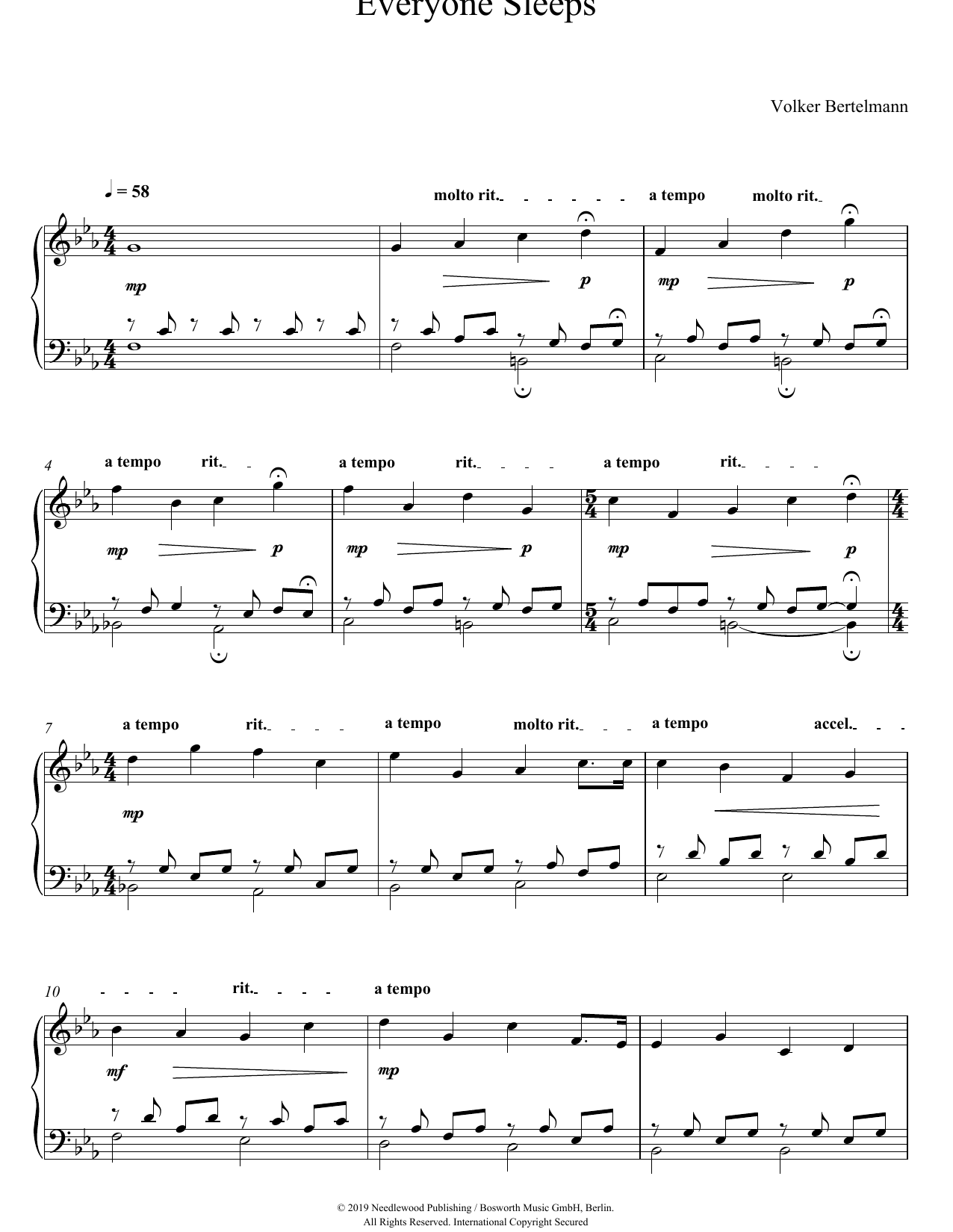 Hauschka Everyone Sleeps Sheet Music Notes & Chords for Piano Solo - Download or Print PDF