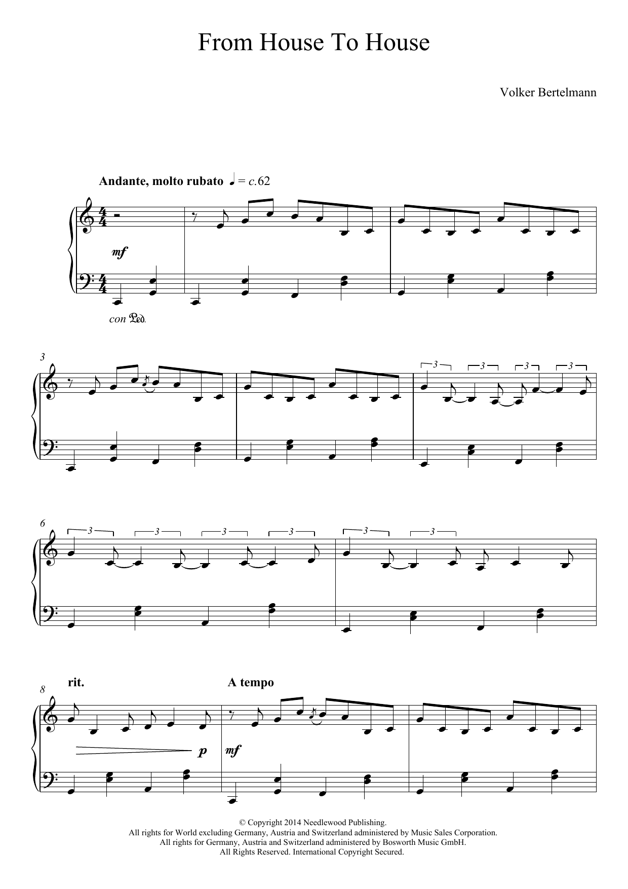 Hauschka From House To House Sheet Music Notes & Chords for Piano - Download or Print PDF