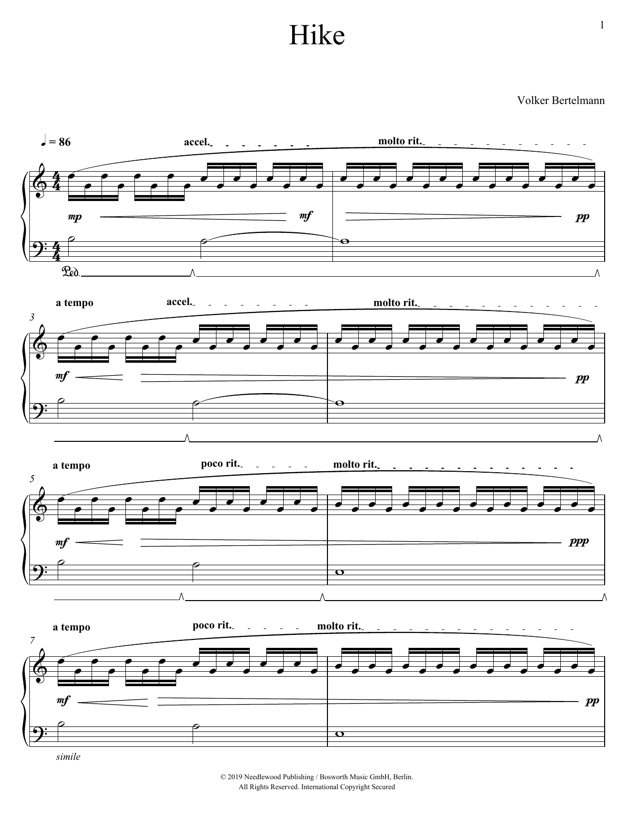 Hauschka Hike Sheet Music Notes & Chords for Piano Solo - Download or Print PDF