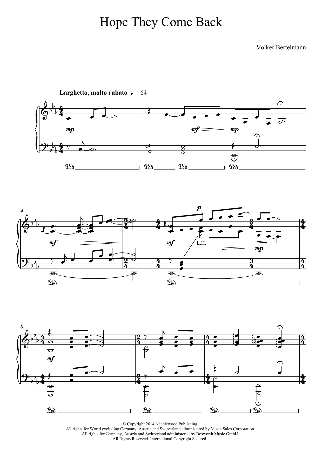 Hauschka Hope They Come Back Sheet Music Notes & Chords for Piano - Download or Print PDF
