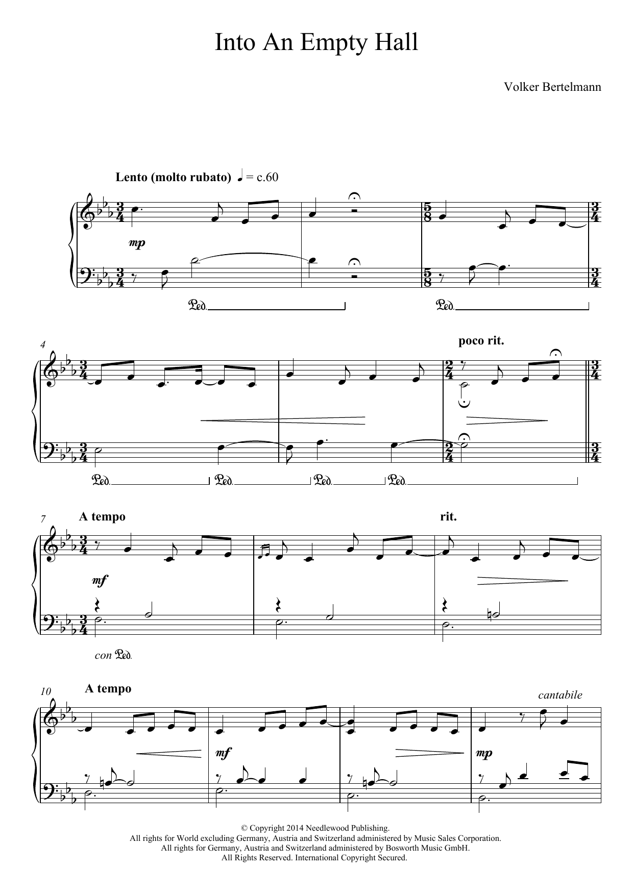 Hauschka Into An Empty Hall Sheet Music Notes & Chords for Piano - Download or Print PDF