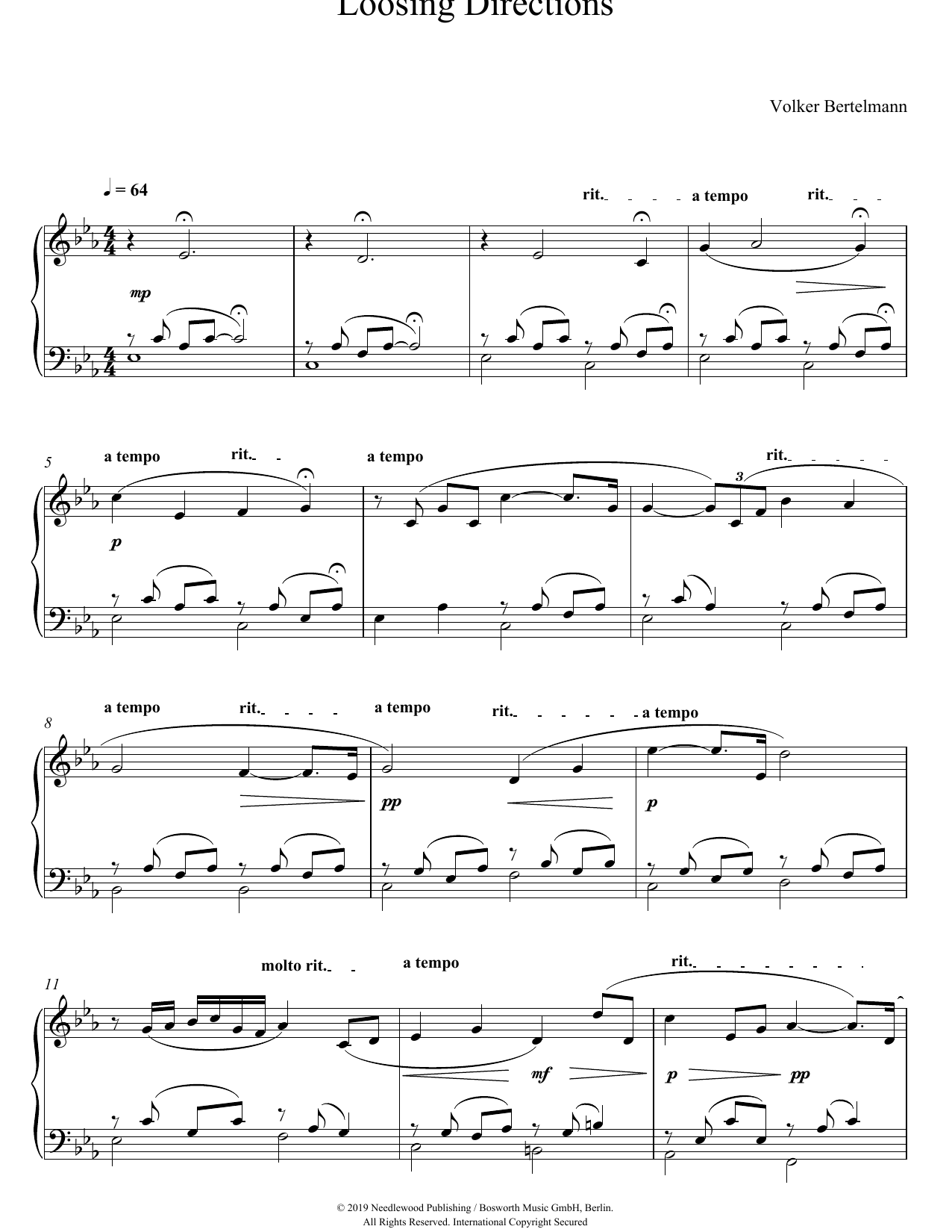Hauschka Loosing Directions Sheet Music Notes & Chords for Piano Solo - Download or Print PDF