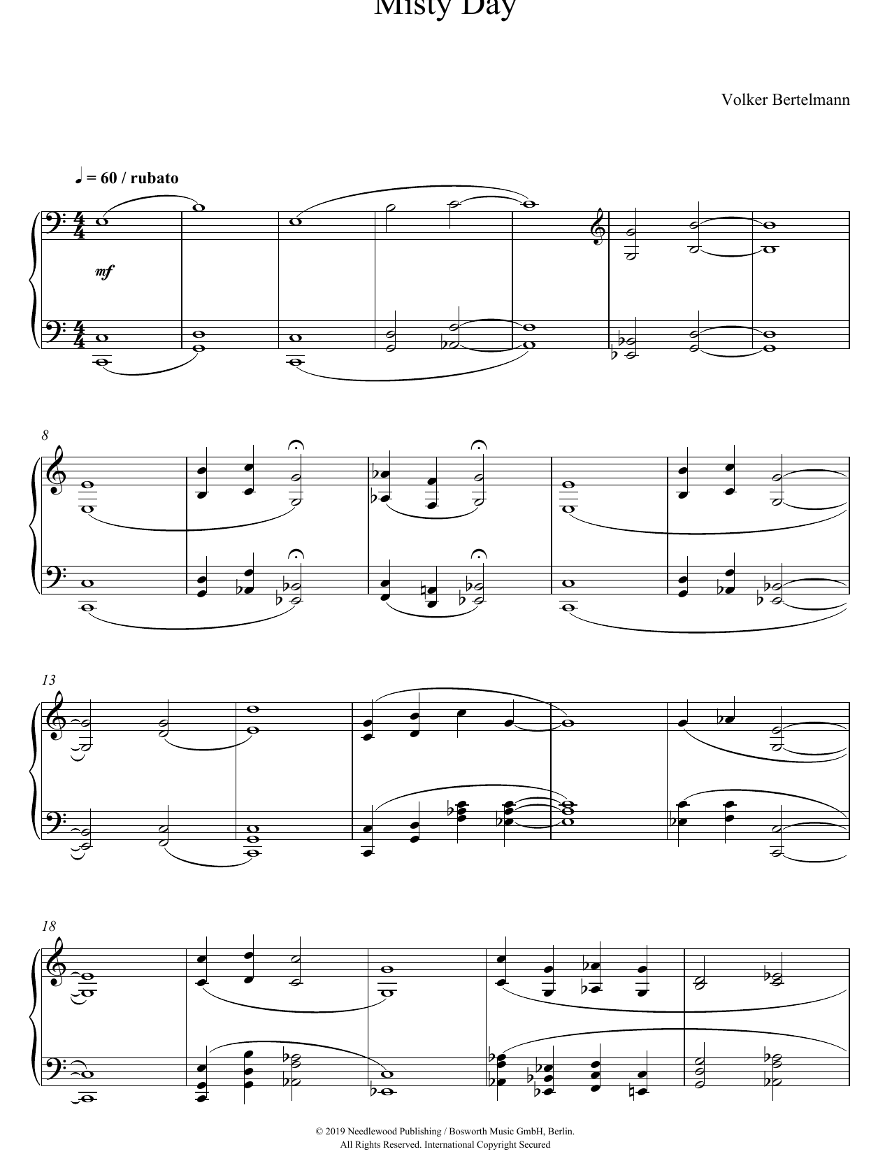 Hauschka Misty Day Sheet Music Notes & Chords for Piano Solo - Download or Print PDF