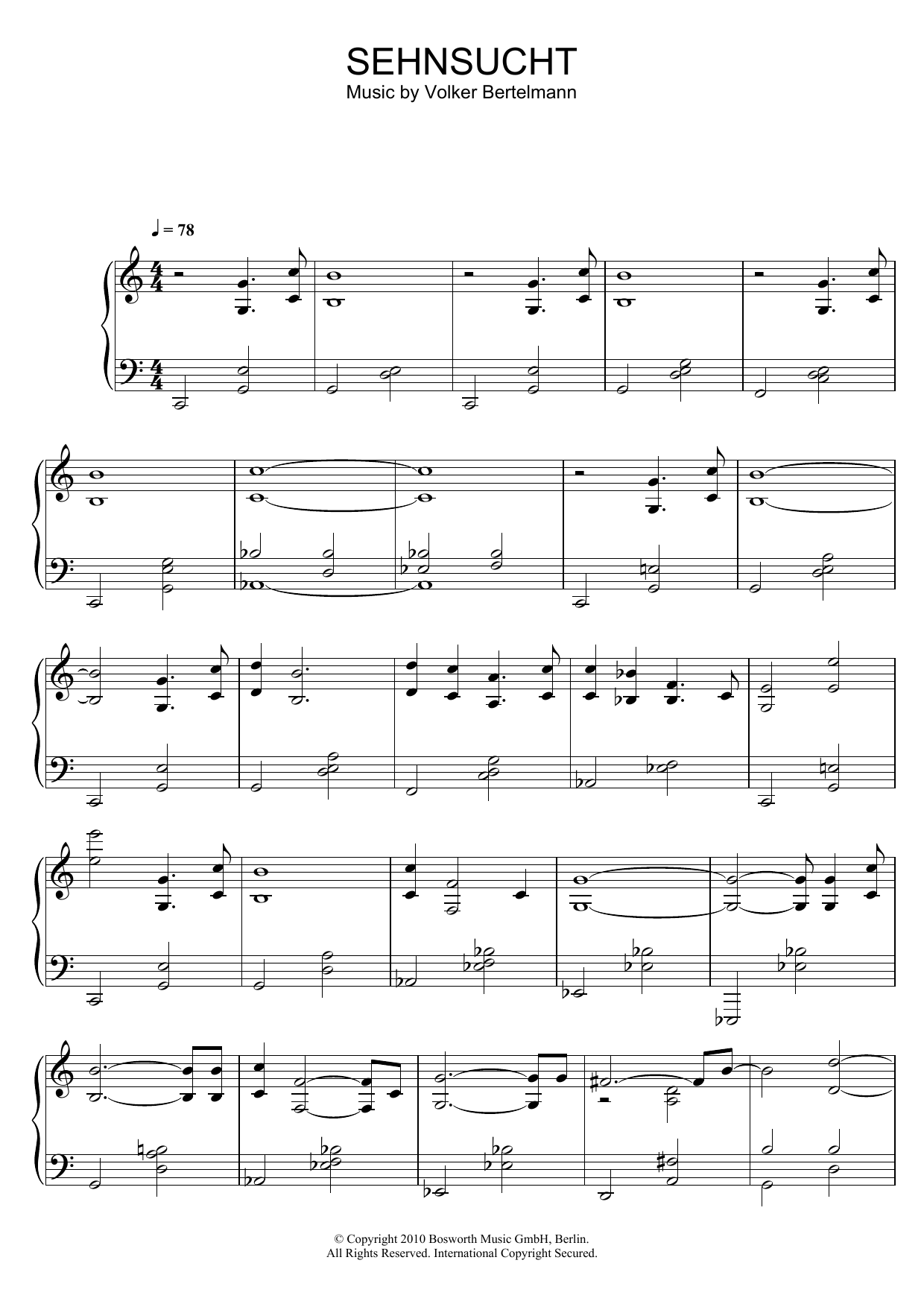 Hauschka Sehnsucht Sheet Music Notes & Chords for Piano - Download or Print PDF