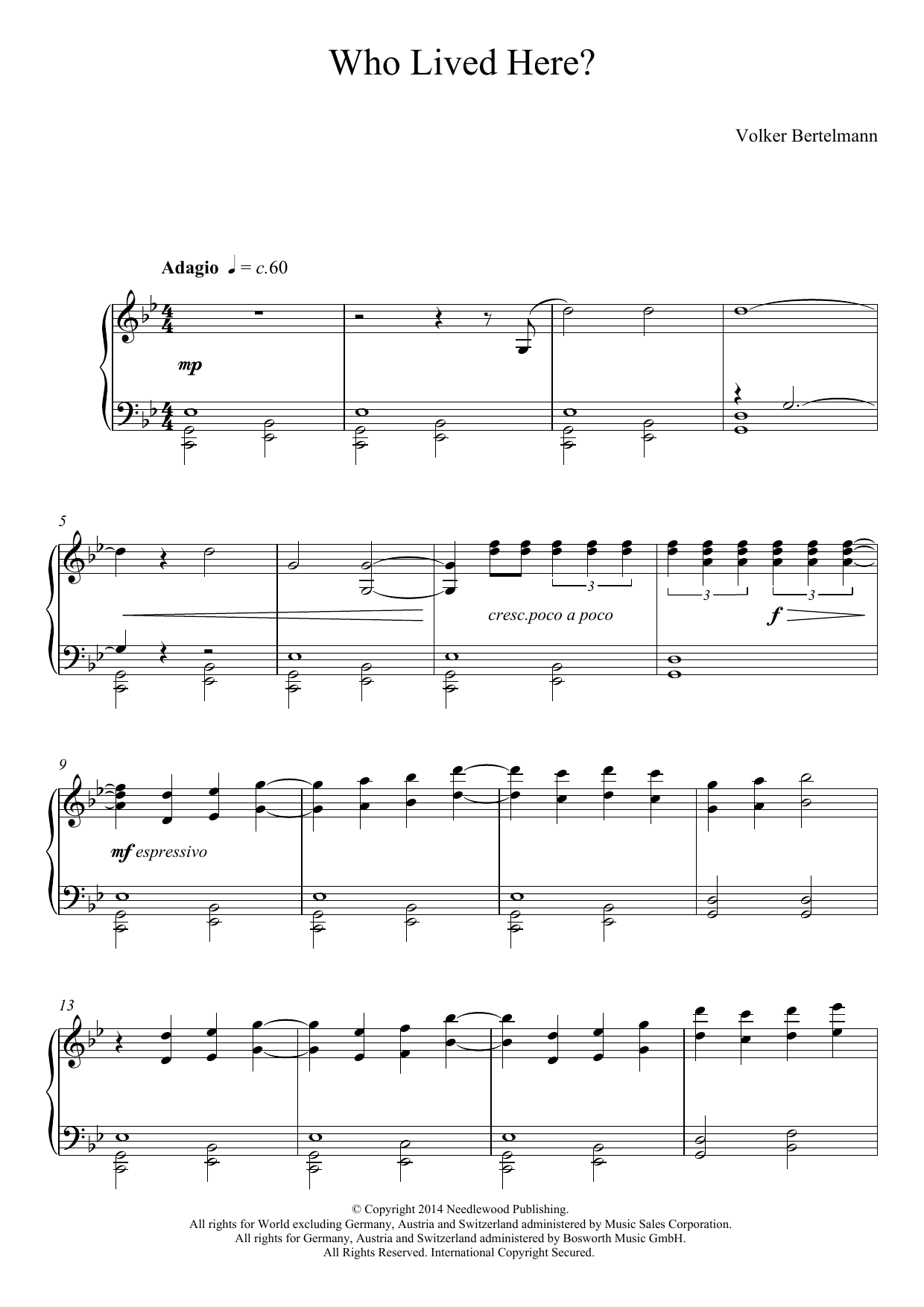 Hauschka Who Lived Here? Sheet Music Notes & Chords for Piano - Download or Print PDF