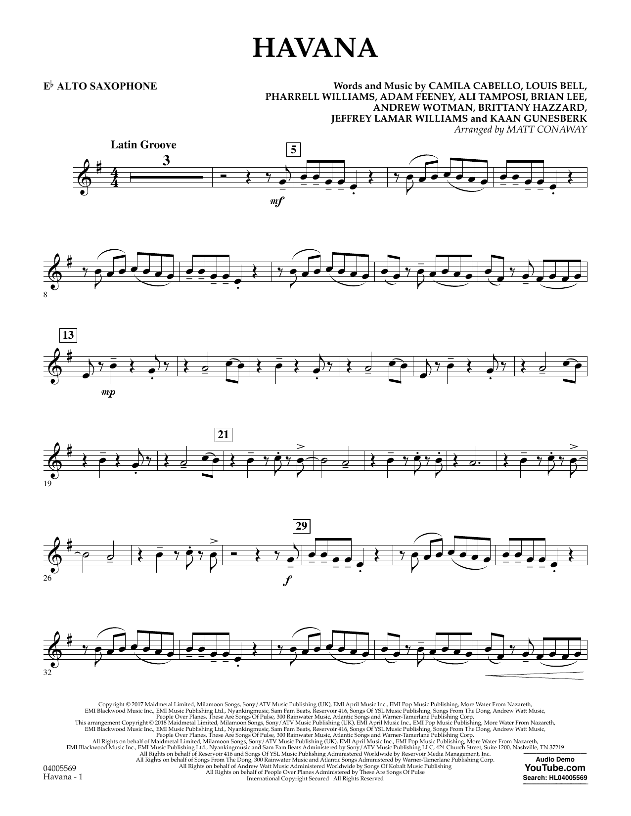 Matt Conaway Havana Eb Alto Saxophone Sheet Music Download Pdf Score 381209