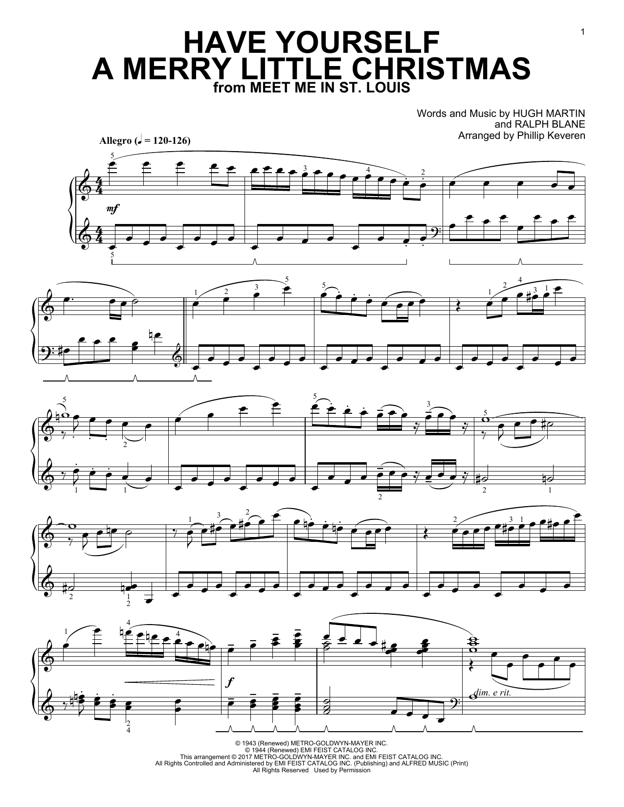 Hugh Martin Have Yourself A Merry Little Christmas Classical Version Arr Phillip Keveren Sheet Music Download Pdf Score 186331