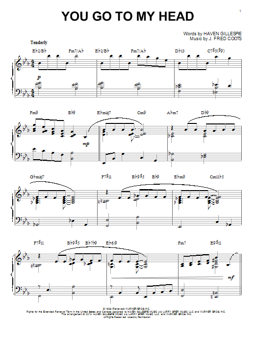Haven Gillespie You Go To My Head (arr. Brent Edstrom) Sheet Music Notes & Chords for Piano - Download or Print PDF