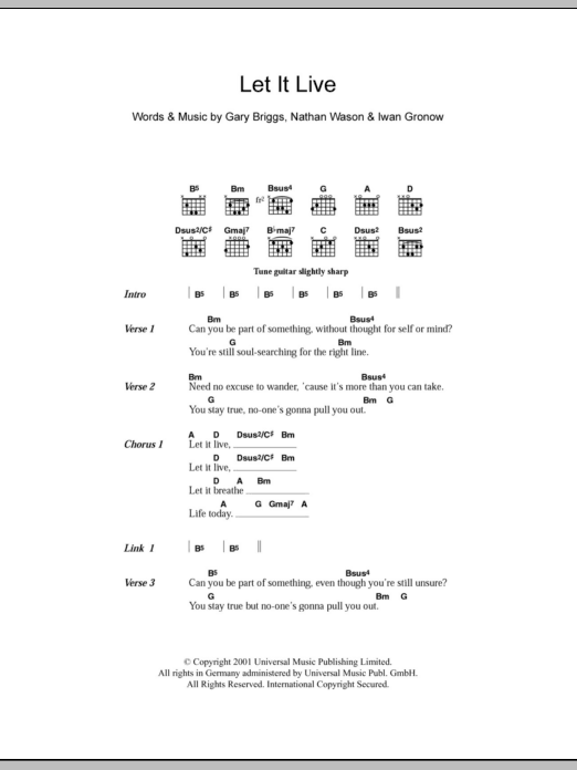 Haven Let It Live Sheet Music Notes & Chords for Lyrics & Chords - Download or Print PDF