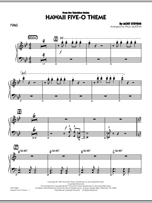John Berry Hawaii Five O Theme Piano Sheet Music Download Pdf Score 301346