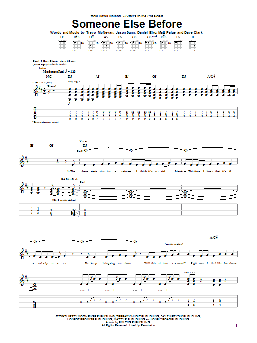 Hawk Nelson Someone Else Before Sheet Music Notes & Chords for Guitar Tab - Download or Print PDF