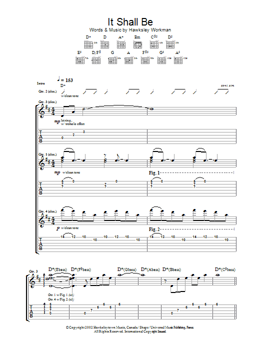 Hawksley Workman It Shall Be Sheet Music Notes & Chords for Guitar Tab - Download or Print PDF