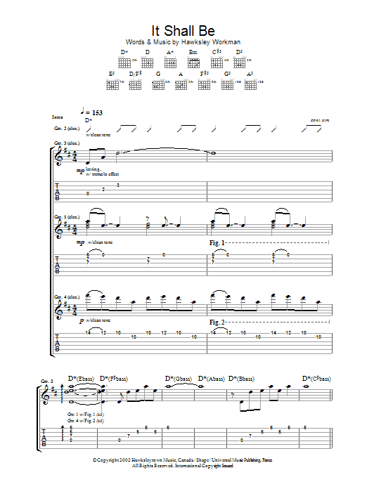 Preview Hawksley Workman It Shall Be Rock sheet music, notes and chords for Guitar Tab, SKU: 34196 It Shall Be sheet music